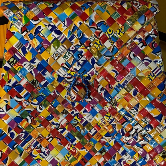 Colorful Woven Candy Wrapper Backpack